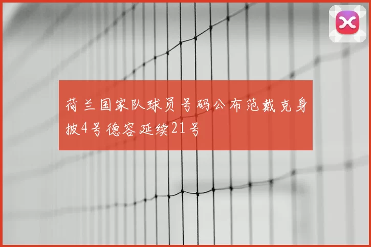 荷兰国家队球员号码公布范戴克身披4号德容延续21号